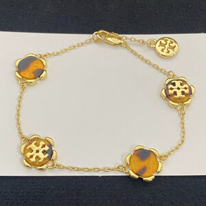 Tory Burch Resin Inlay Metal Bracelet